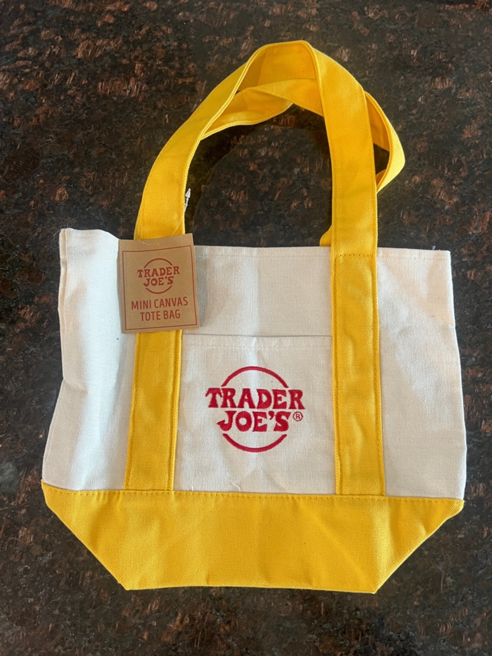 Trader Joe’s Mini Canvas Tote -yellow  NWT